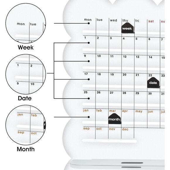 Practical Retro Perpetual Planner Desk Calendar Reminders Acrylic Phone holder - Picture 6 of 8